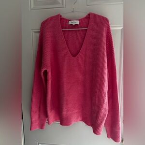 John + Jenn Bold Pink V-Neck Sweater